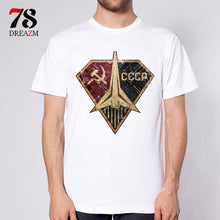 Load image into Gallery viewer, USSR CCCP t-shirt men the Soviet Union Russia space T Shirt Men Short Sleeve male TShirt Comfortable top tees
